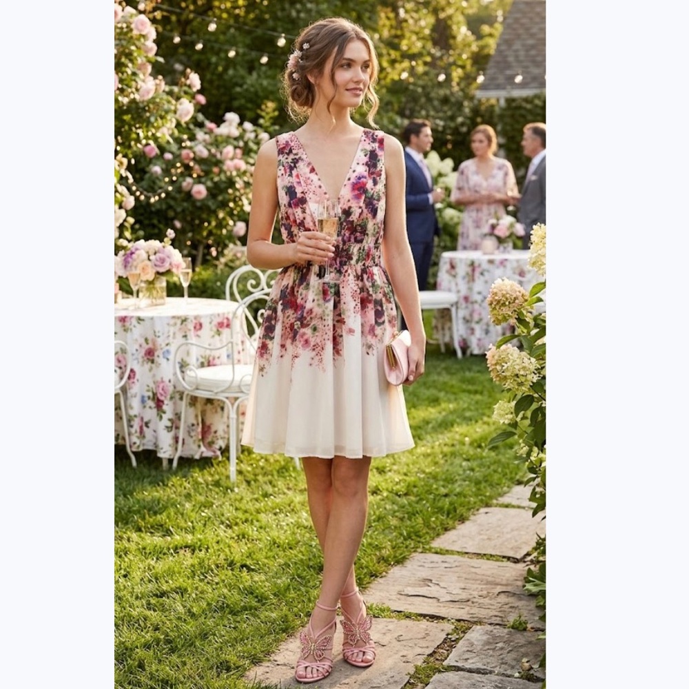 Floral Sleeveless Party Dress